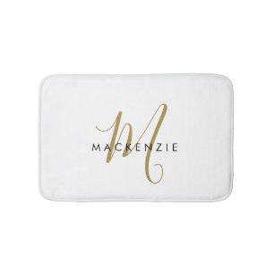 Elegant modern White Gold Script Monogram Badmat