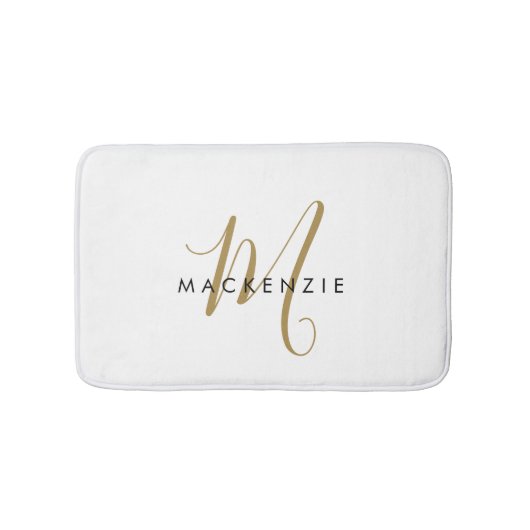 Elegant modern White Gold Script Monogram Badmat (Voorkant)