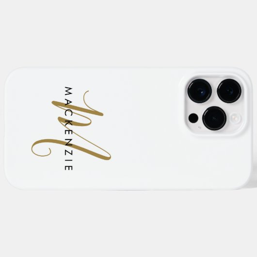 Elegant modern White Gold Script Monogram Case-Mate iPhone Case (Achterkant (horizontaal))