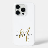 Elegant modern White Gold Script Monogram Case-Mate iPhone Case (Achterkant)