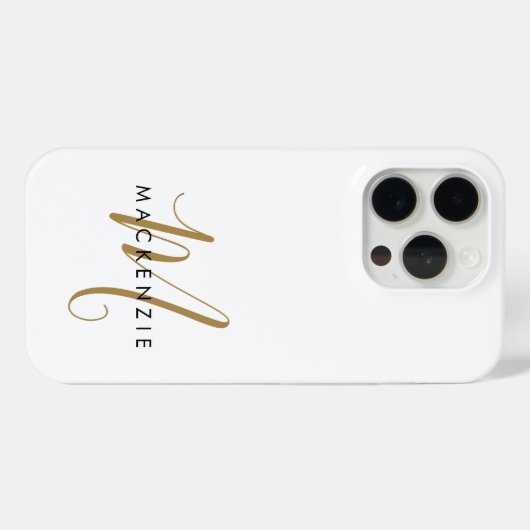 Elegant modern White Gold Script Monogram Case-Mate iPhone Case (Achterkant (horizontaal))