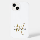 Elegant modern White Gold Script Monogram Case-Mate iPhone Case (Achterkant)