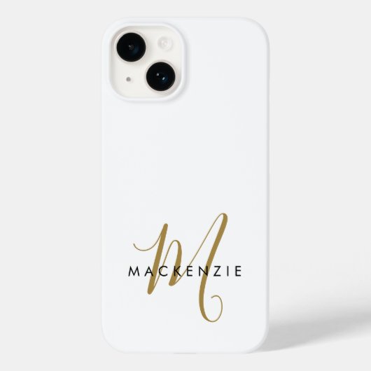 Elegant modern White Gold Script Monogram Case-Mate iPhone Case (Achterkant)