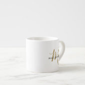 Elegant modern White Gold Script Monogram Espresso Kop (Voorkant rechts)