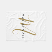 Elegant modern White Gold Script Monogram Fleece Deken (Voorkant (Horizontaal))