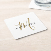 Elegant modern White Gold Script Monogram Kartonnen Onderzetters (Schuin)
