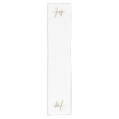 Elegant modern White Gold Script Monogram Korte Tafelloper (Voorkant)
