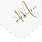 Elegant modern White Gold Script Monogram Korte Tafelloper (Hoek)