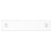 Elegant modern White Gold Script Monogram Korte Tafelloper (Horizontaal)