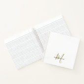Elegant modern White Gold Script Monogram Notitieboek (Binnen)
