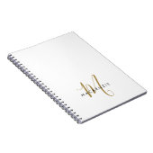 Elegant modern White Gold Script Monogram Notitieboek (Rechterzijde)
