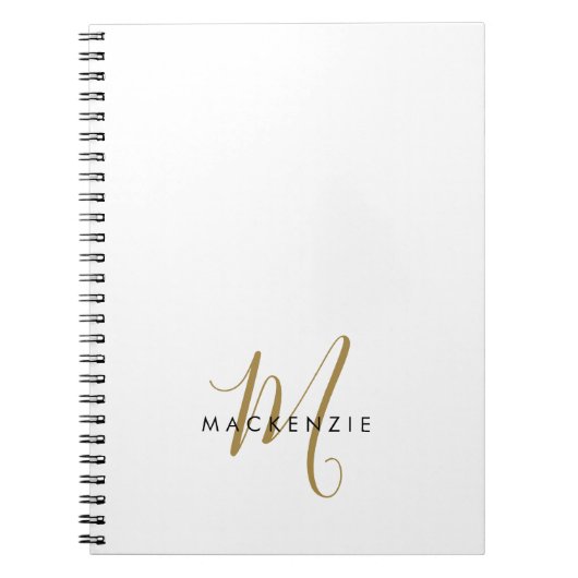 Elegant modern White Gold Script Monogram Notitieboek (Voorkant)