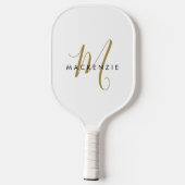 Elegant modern White Gold Script Monogram Pickleball Paddle (Achterkant)