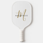 Elegant modern White Gold Script Monogram Pickleball Paddle (Voorkant)