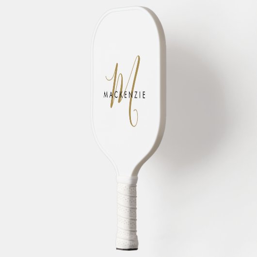 Elegant modern White Gold Script Monogram Pickleball Paddle (Links)