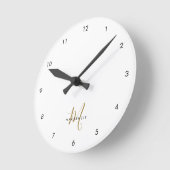 Elegant modern White Gold Script Monogram Ronde Klok (Hoek)