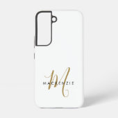 Elegant modern White Gold Script Monogram Samsung Galaxy Hoesje (Achterkant)