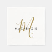 Elegant modern White Gold Script Monogram Servet (Voorkant)