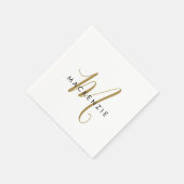 Elegant modern White Gold Script Monogram Servet (Hoek)