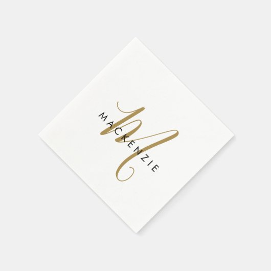 Elegant modern White Gold Script Monogram Servet (Hoek)