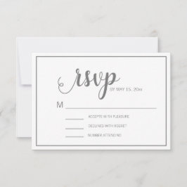 Elegant Modern White Gray Wedding RSVP