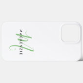Elegant modern White Green Script Monogram Case-Mate iPhone Case (Achterkant (horizontaal))