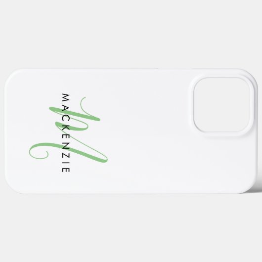 Elegant modern White Green Script Monogram Case-Mate iPhone Case (Achterkant (horizontaal))
