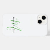 Elegant modern White Green Script Monogram Case-Mate iPhone Case (Achterkant (horizontaal))