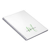 Elegant modern White Green Script Monogram Notitieboek (Rechterzijde)