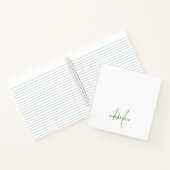 Elegant modern White Green Script Monogram Notitieboek (Binnen)