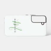Elegant modern White Green Script Monogram Samsung Galaxy Hoesje (Achterkant horizontaal)