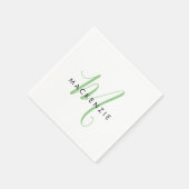 Elegant modern White Green Script Monogram Servet (Hoek)