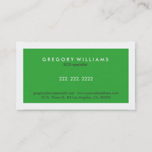 Elegant Modern White & Green SEO Specialist Visitekaartje