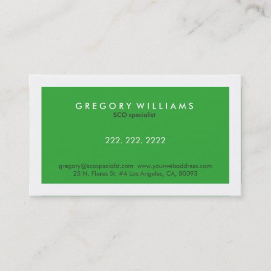 Elegant Modern White & Green SEO Specialist Visitekaartje (Voorkant)