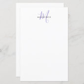 Elegant modern White Lavender Script Monogram (Voorkant / Achterkant)
