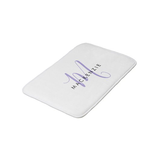 Elegant modern White Lavender Script Monogram Badmat (Gekanteld)