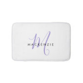 Elegant modern White Lavender Script Monogram Badmat (Voorkant)