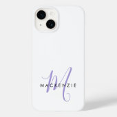 Elegant modern White Lavender Script Monogram Case-Mate iPhone Case (Achterkant)
