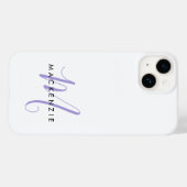 Elegant modern White Lavender Script Monogram Case-Mate iPhone Case (Achterkant (horizontaal))