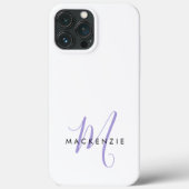 Elegant modern White Lavender Script Monogram Case-Mate iPhone Case (Achterkant)