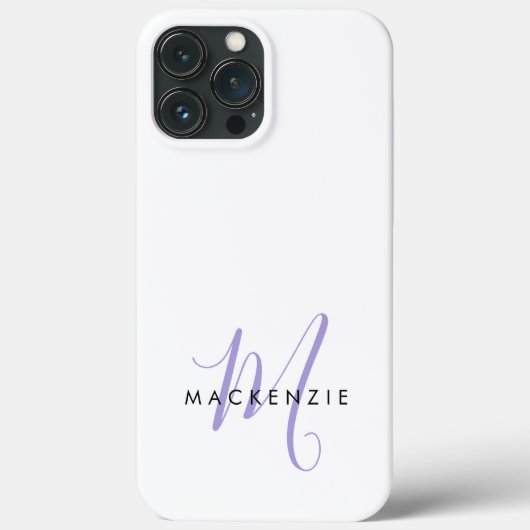 Elegant modern White Lavender Script Monogram Case-Mate iPhone Case (Achterkant)