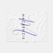 Elegant modern White Lavender Script Monogram Fleece Deken (Voorkant (Horizontaal))