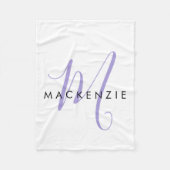Elegant modern White Lavender Script Monogram Fleece Deken (Voorkant)