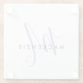 Elegant modern White Lavender Script Monogram Glazen Onderzetter (Achterkant)