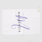 Elegant modern White Lavender Script Monogram Golfhanddoek (Horizontaal)