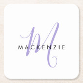 Elegant modern White Lavender Script Monogram Kartonnen Onderzetters (Voorkant)