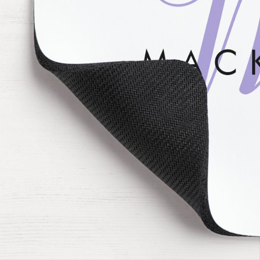 Elegant modern White Lavender Script Monogram Muismat (Hoek)