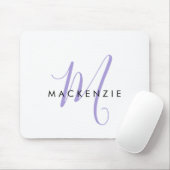 Elegant modern White Lavender Script Monogram Muismat (Met muis)
