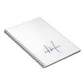 Elegant modern White Lavender Script Monogram Notitieboek (Rechterzijde)