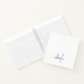 Elegant modern White Lavender Script Monogram Notitieboek (Binnen)